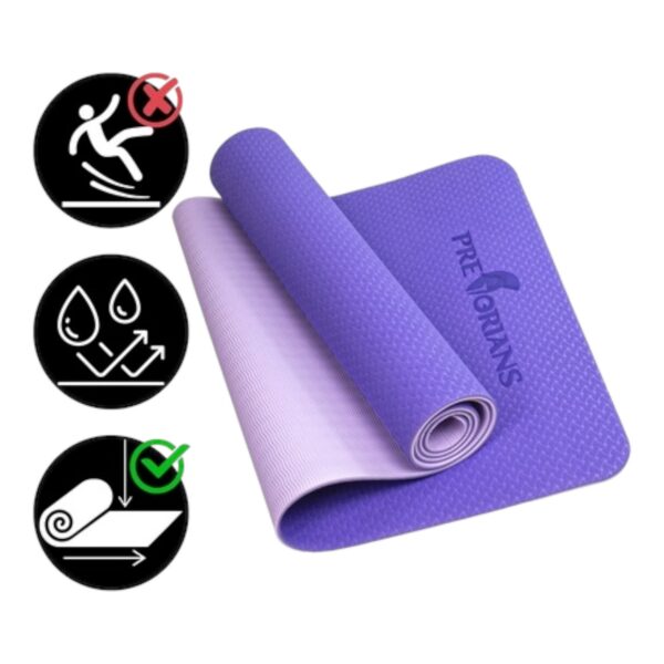 Mata do ćwiczeń fitness i yogi 6 mm TPE – Fioletowa - obrazek 2