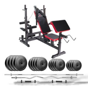 🏋️‍♂️ Zestaw do ćwiczeń 130 kg z ławką treningową PH20C – Domowa siłownia na wyciągnięcie ręki!