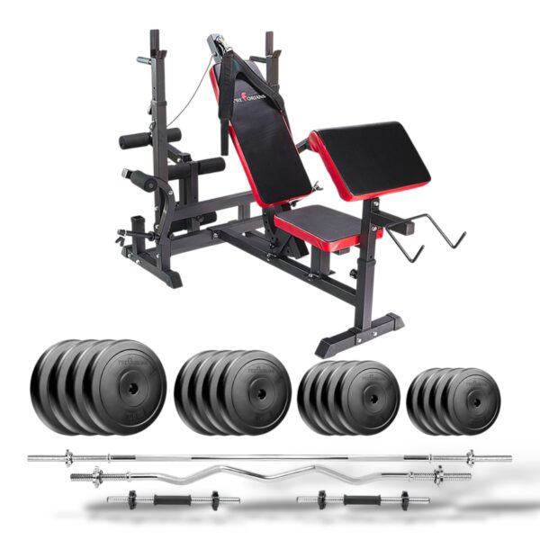 🏋️‍♂️ Zestaw do ćwiczeń 130 kg z ławką treningową PH20C – Domowa siłownia na wyciągnięcie ręki!
