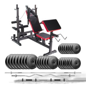 🏆 Zestaw do ćwiczeń 195 kg z ławką PH20C – siłownia we własnym domu!